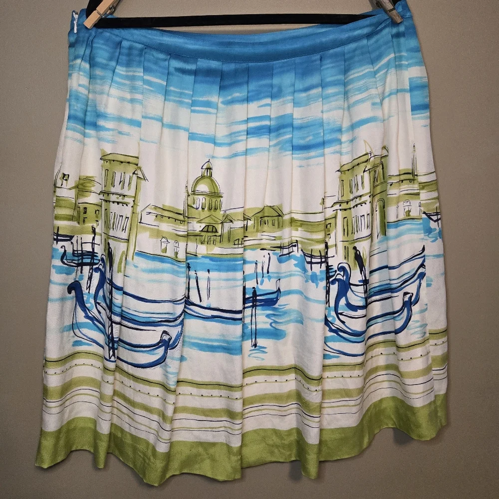 Valerie Stevens Women's Pleated Print Skirt 100% Silk Multicolor SIZE 16 Lined - Picture 6 of 16